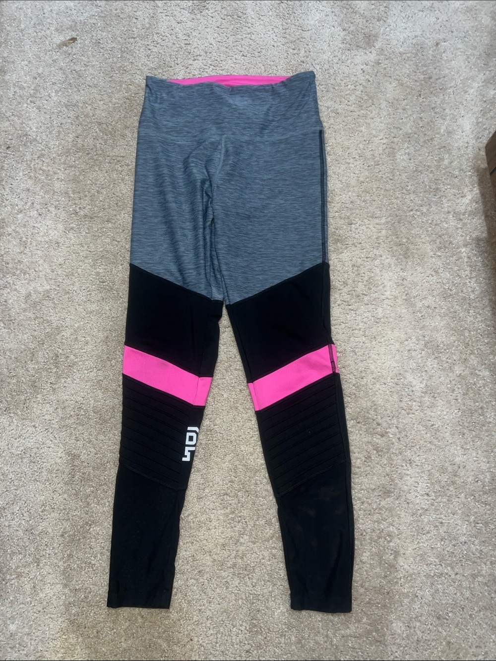 Victoria secret pink Womens Colorblock Athletic Leggings - Gray, Black & Pink
